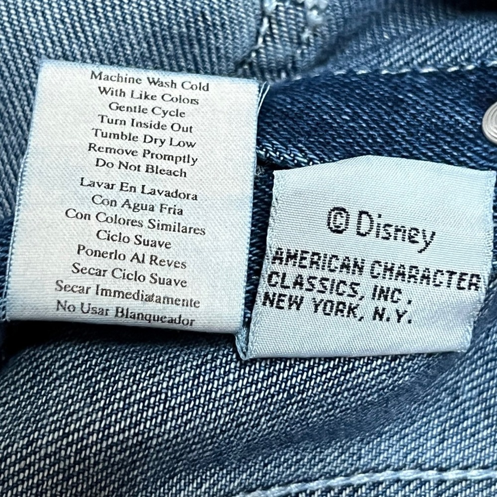 Y2K Vintage Disney Mickey Mouse Denim Overalls Floral Embroidered Velvet Size 2T - Picture 10 of 10